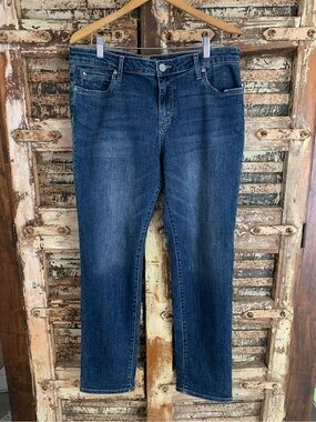 Kut from the Kloth Womens Katy Boyfriend Flap Pocket Straight Leg Blue Jeans, 14